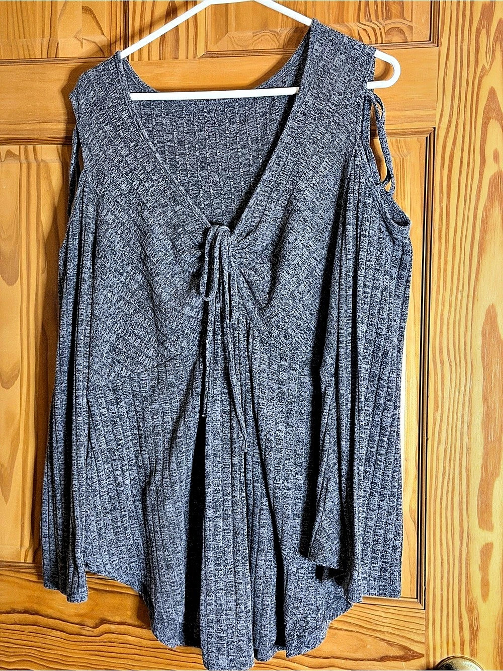 Gray Long Sleeve Tie Front Tunic Size 2XL